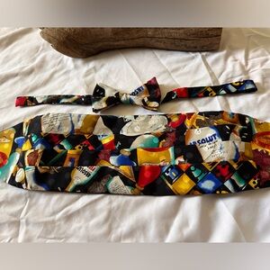 Nicole Miller Cummerbund & Bow Tie Silk Novelty Set Adjustable